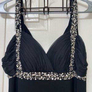 Black Jeweled Open Backed Formal Dress